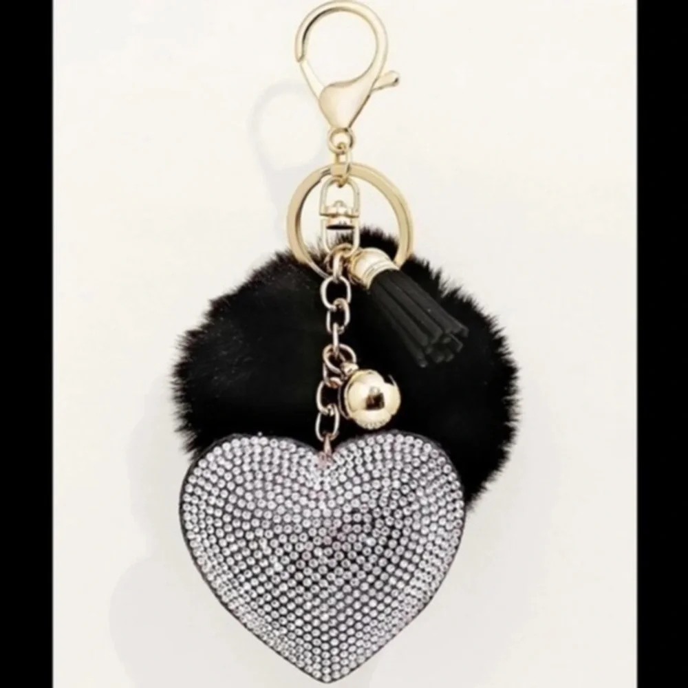 Rhinestone Heart Bag Charm Keychain BRAND NEW